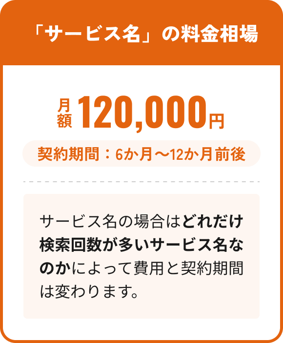 「サービス名」の料金相場
