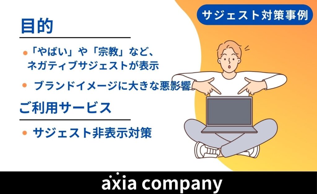 合同会社A様のサジェスト非表示対策成功事例：事実無根のネガテ...