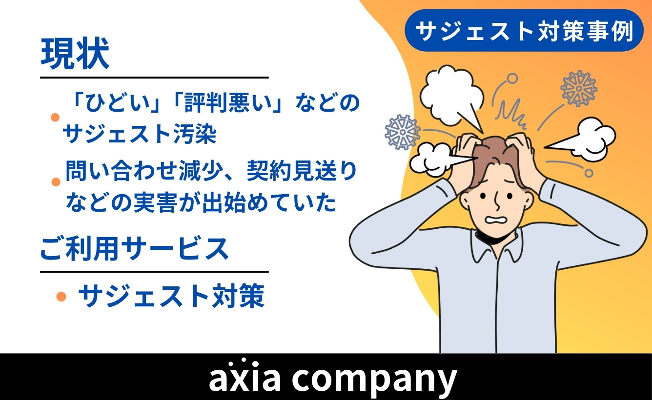 株式会社G様のサジェスト対策成功事例：ネガティブな検索候補を払拭し、問い合わせ数回復！