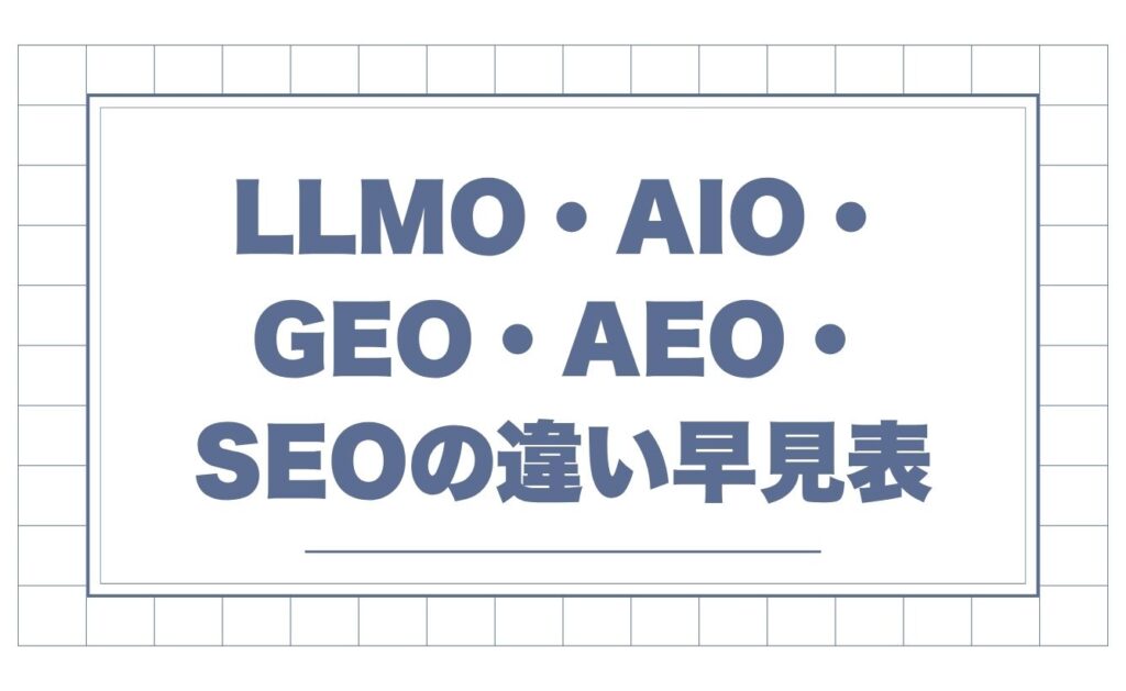 LLMO・AIO・GEO・AEO・SEOの違い早見表